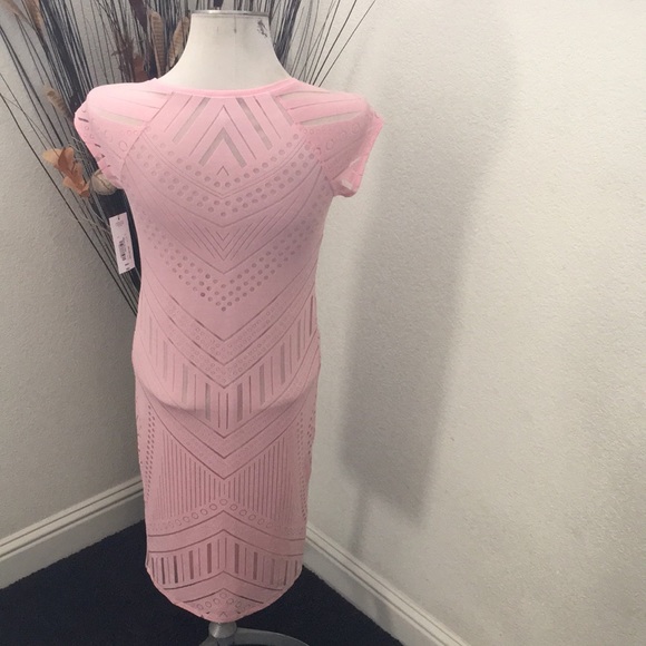 Bold Elements Pink Bodycon Dress with Nude Slip - Picture 8 of 9